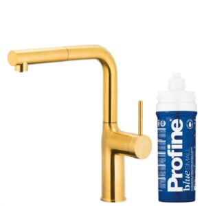 DUERO PURE MOVE BRUSHED GOLD bateria kuchenna z filtracją wody oraz wyciąganą wylewką